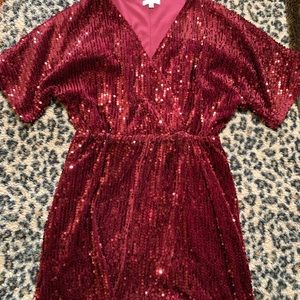 Pink lily sequined maroon dress